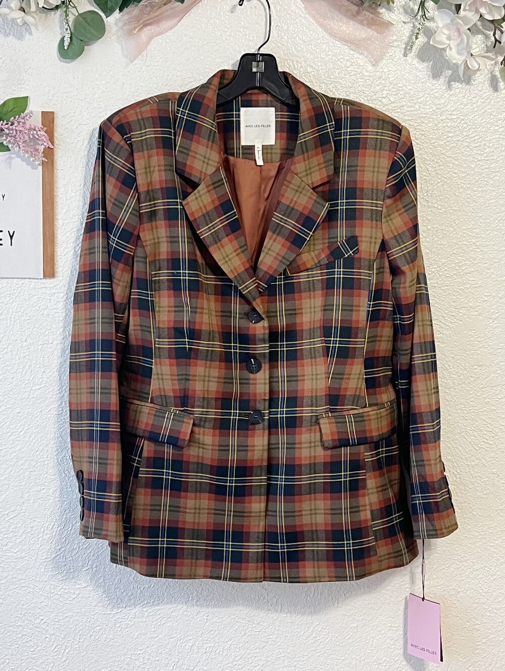 NWT Avec Les Filles Autumn Plaid Hourglass Blazer - Picture 5 of 14